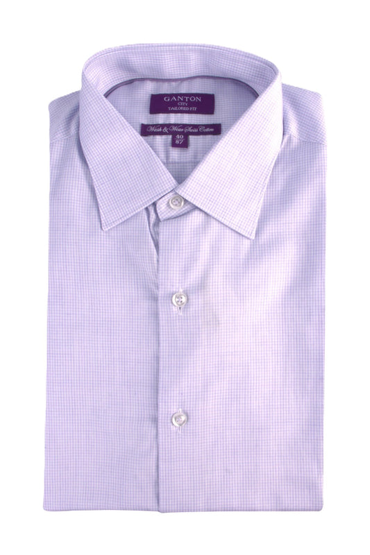 Ganton Wash & Wear Swiss Cotton Shirt Lilac