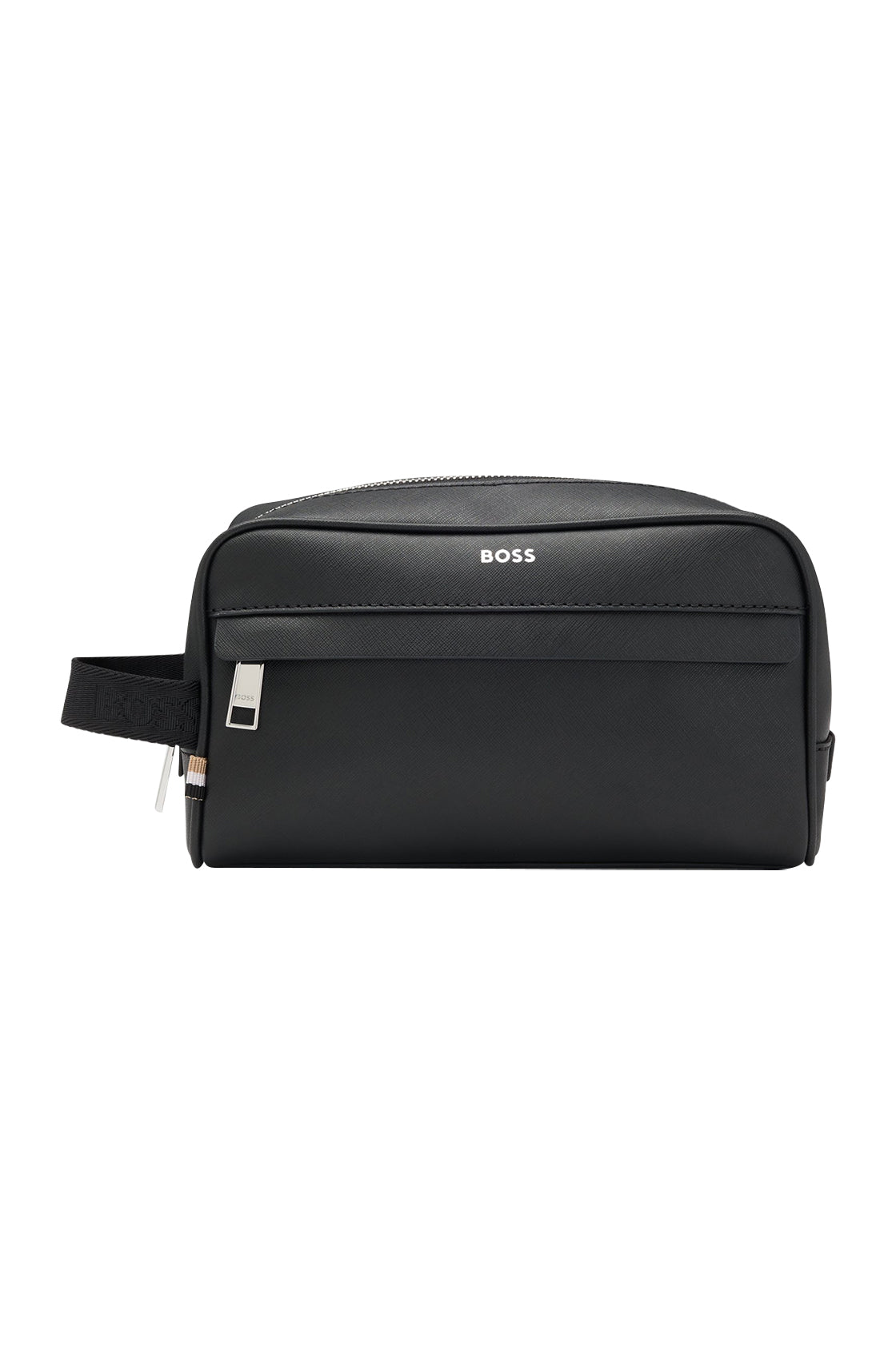 Hugo Boss Zair Large Leather Washbag Black
