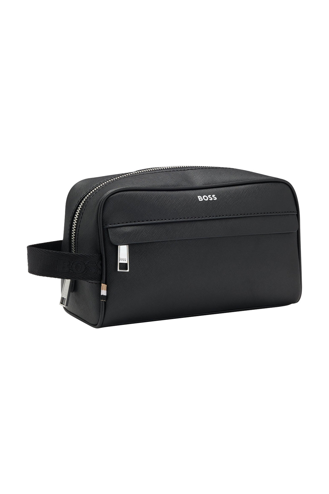 Hugo Boss Zair Large Leather Washbag Black
