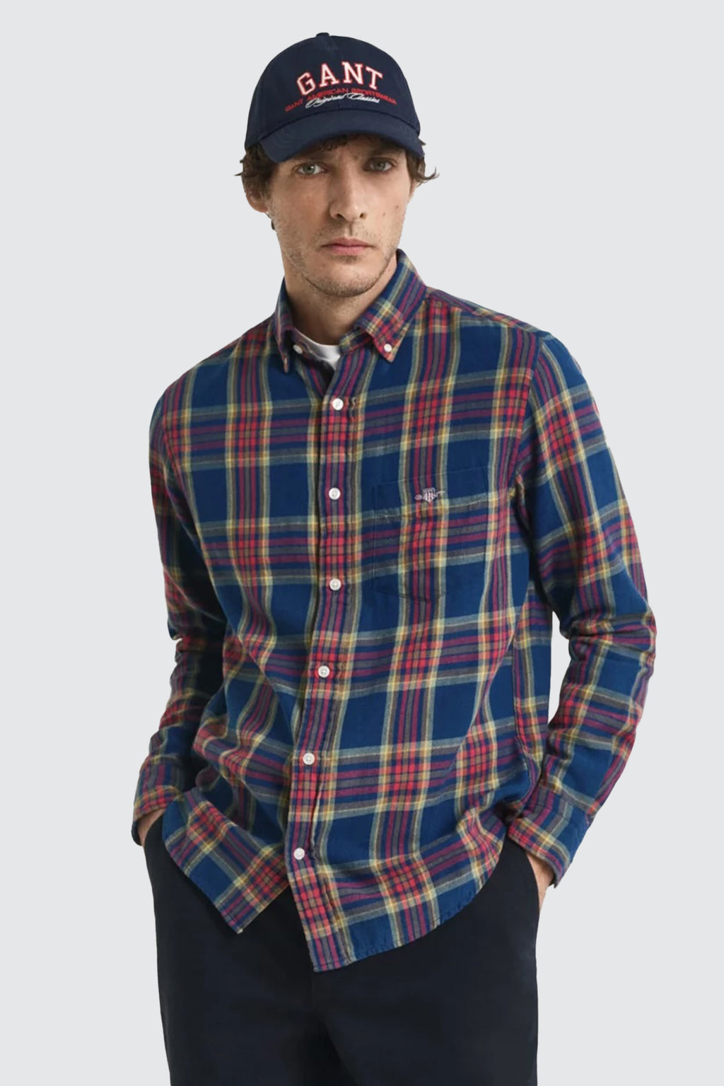Gant Regular Indigo Twill Check LS Shirt Indigo