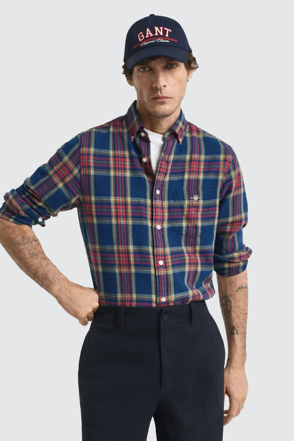 Gant Regular Indigo Twill Check LS Shirt Indigo