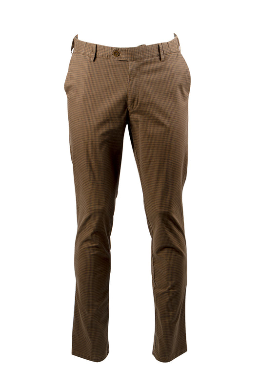 Meyer Oslo Micro Check Trouser Brown