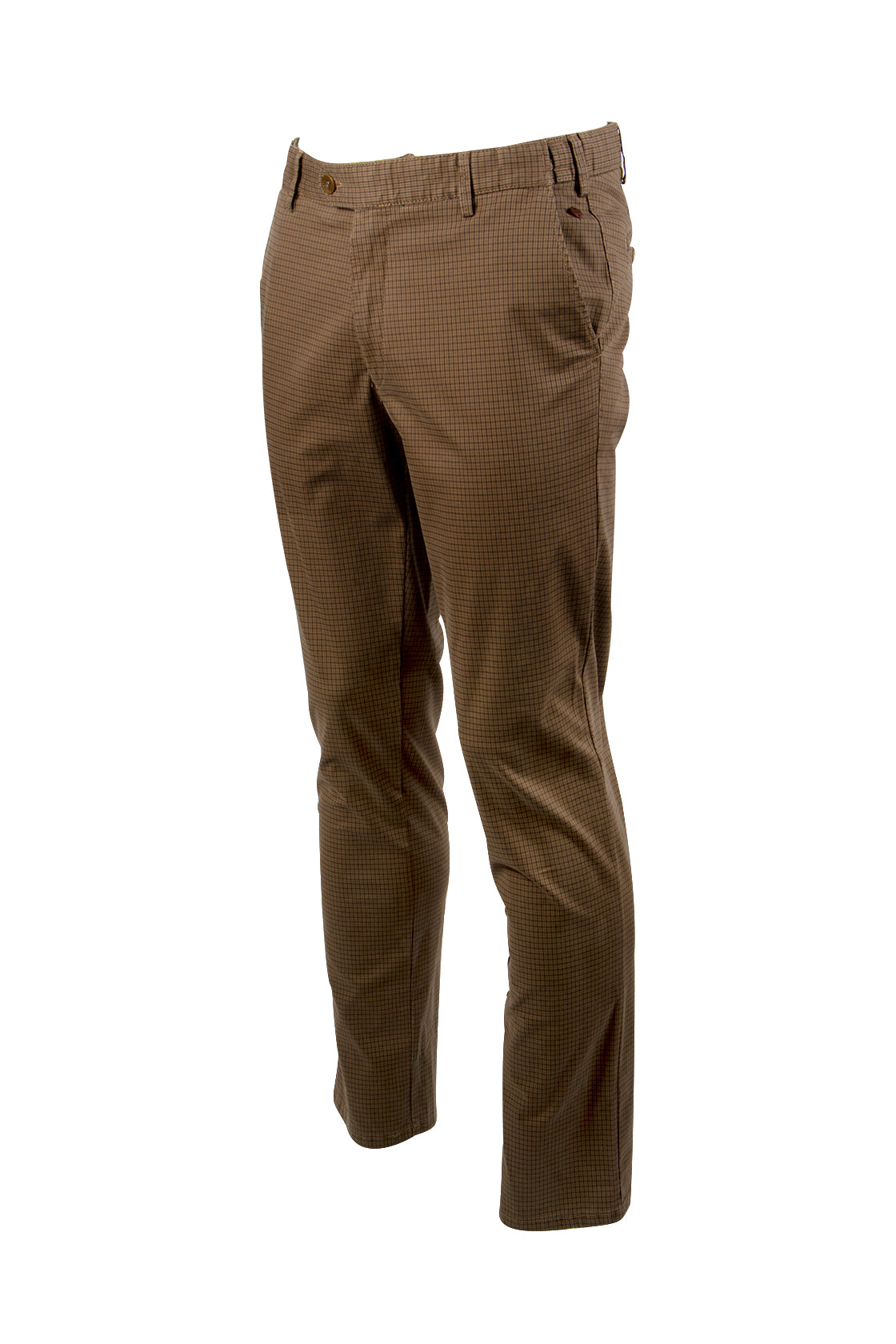 Meyer Oslo Micro Check Trouser Brown