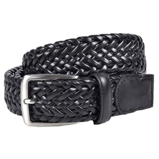 Miguel Bellido Leather Plait Belt Black