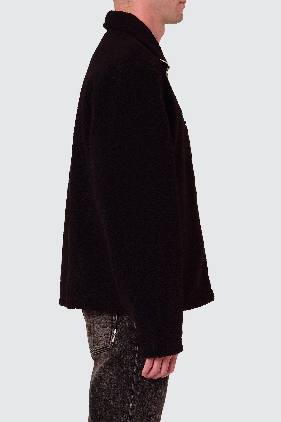 Neuw Zip Thru Borg Jacket Black