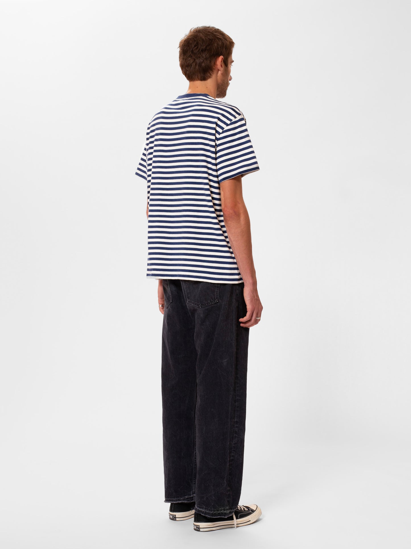 Nudie Jeans Leif Breton Stripe Tee Offwhite/Blue