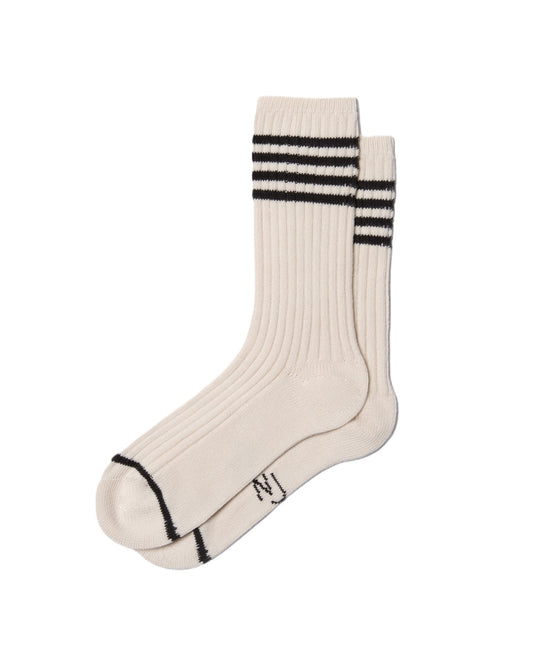 Nudie Jeans Tennis Socks Stripe Offwhite/Black