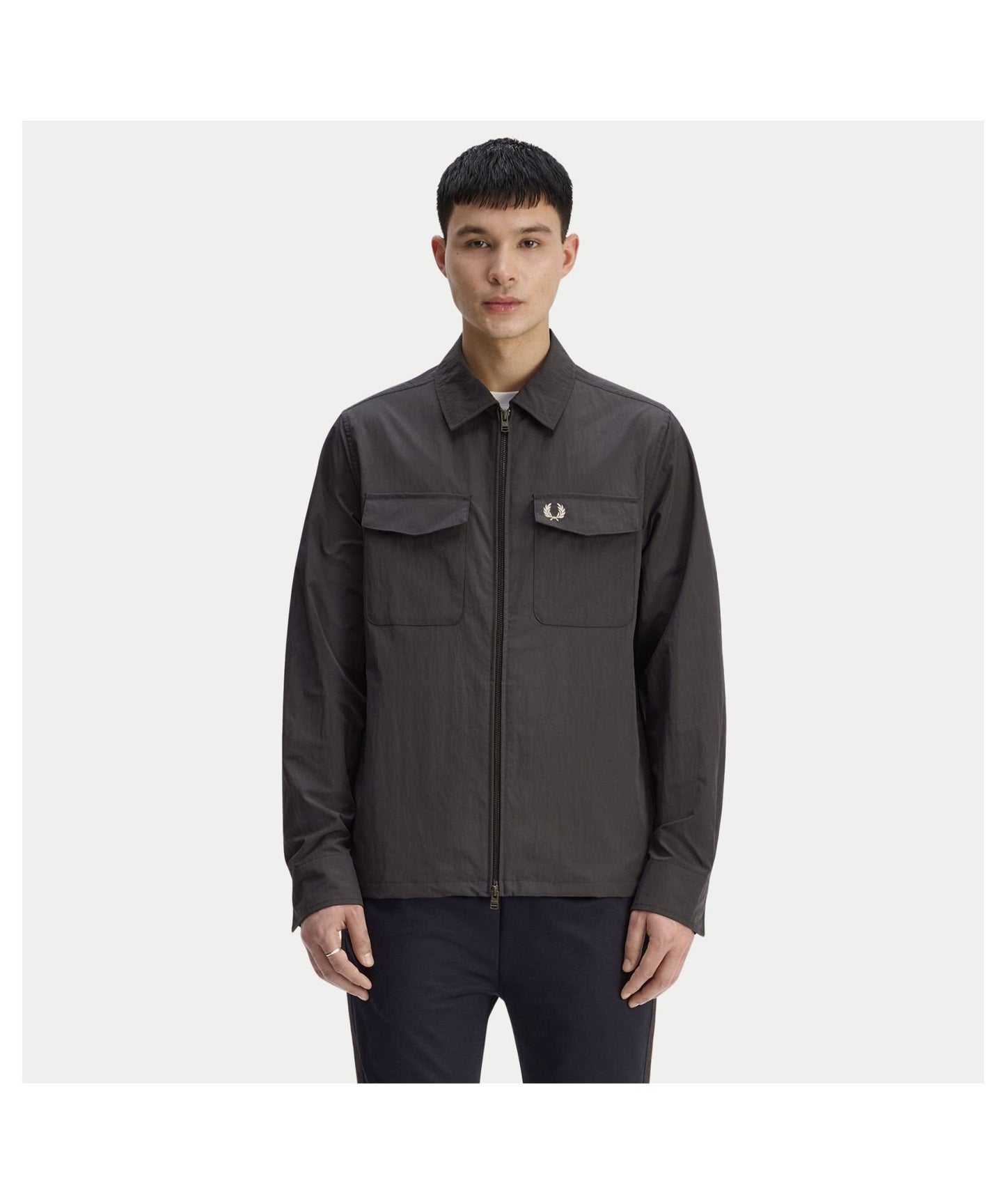 Fred Perry Zip Thru Overshirt Anchor Grey