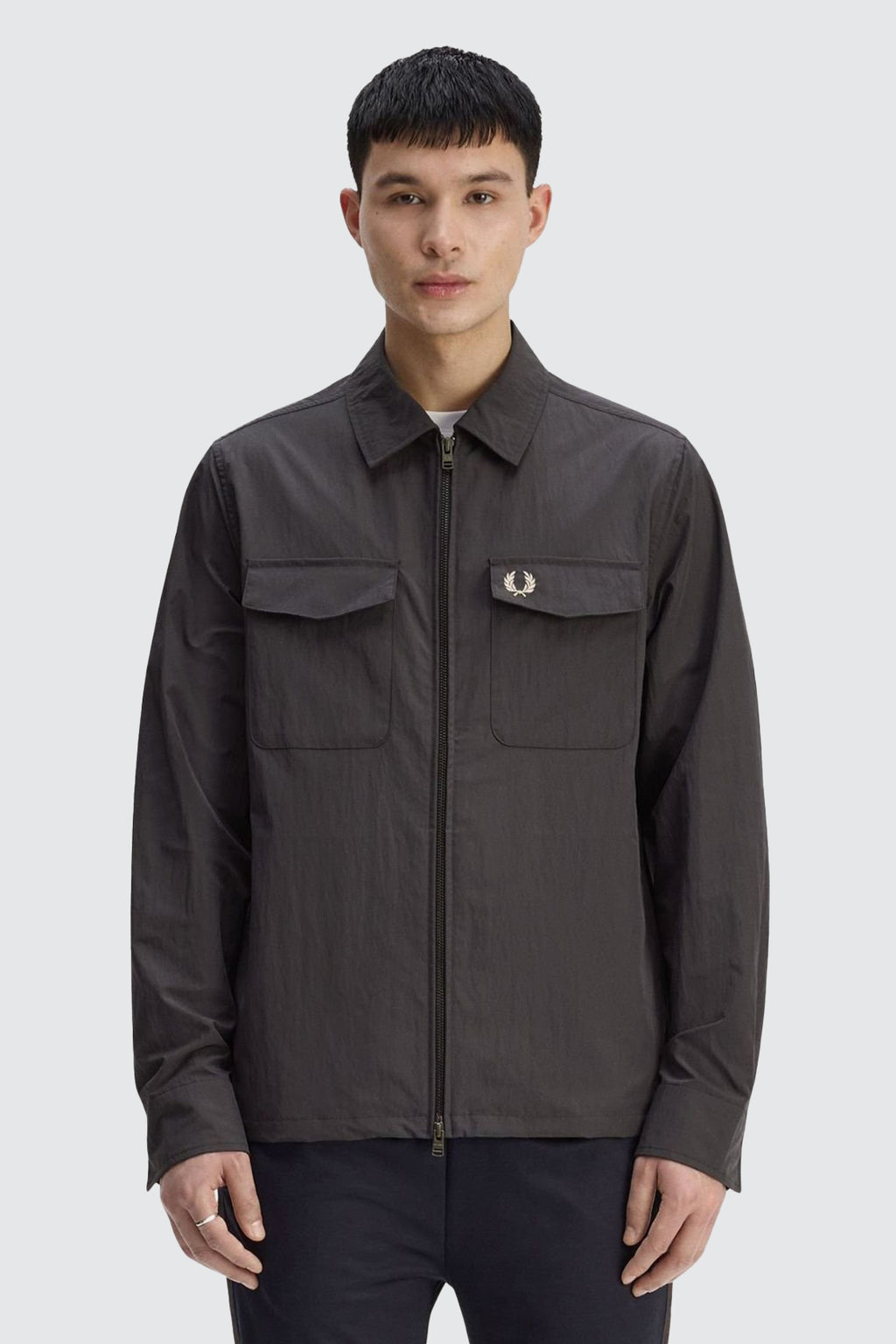 Fred Perry Zip Thru Overshirt Anchor Grey