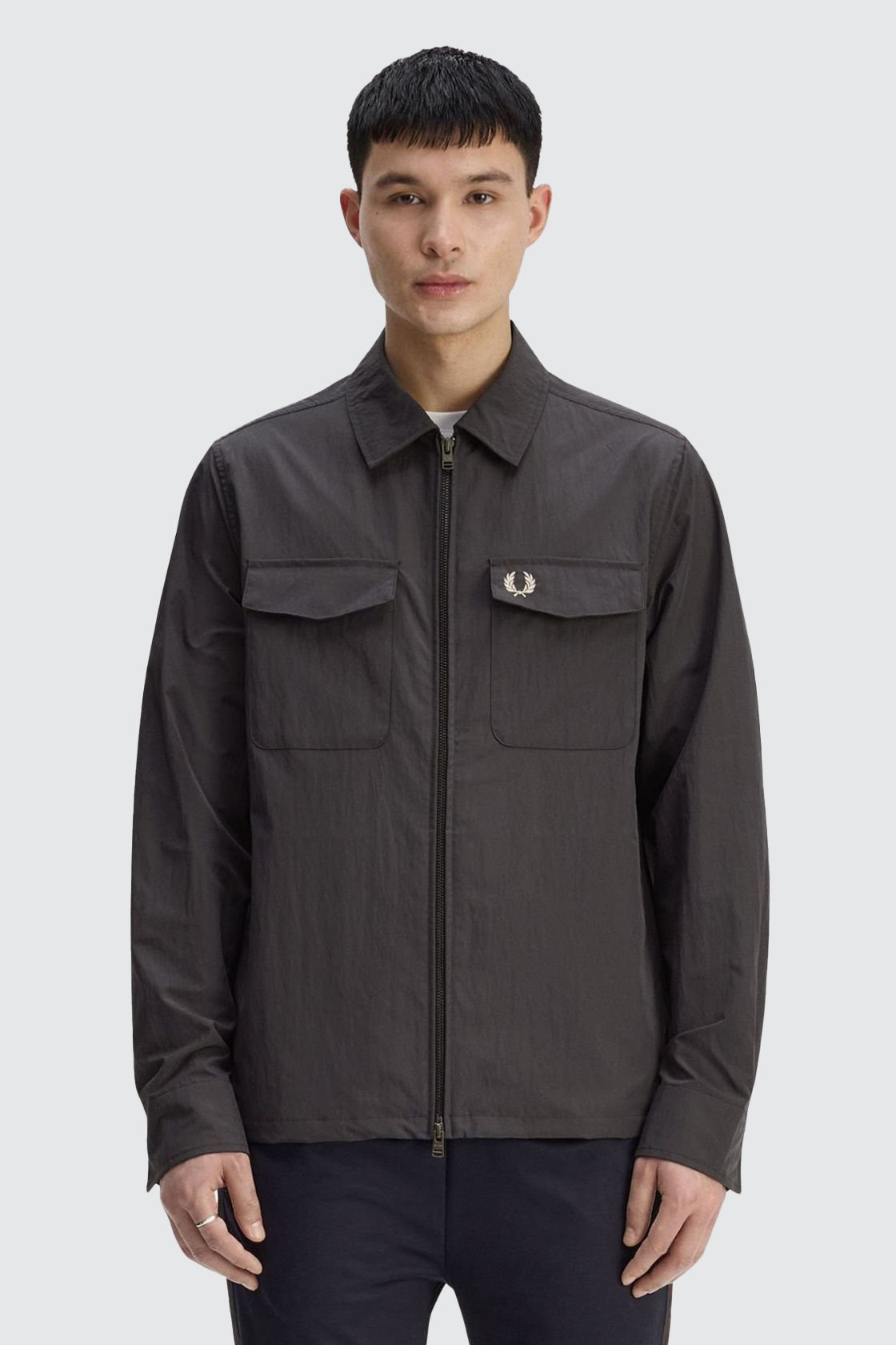 Fred Perry Zip Thru Overshirt Anchor Grey