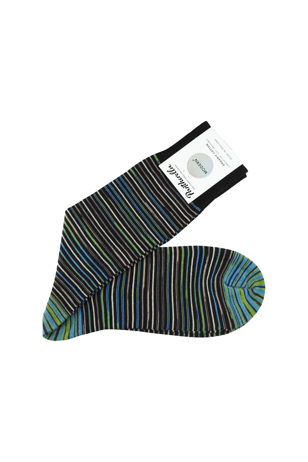 Pantherella Atolla Multi Stripe Sock Black/Lime/Steel