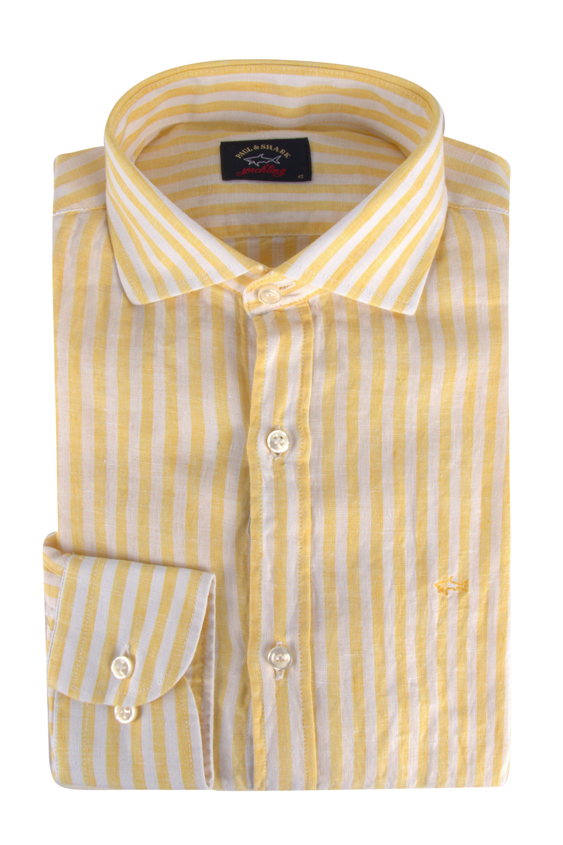 Paul & Shark Linen Stripe LS Shirt Yellow
