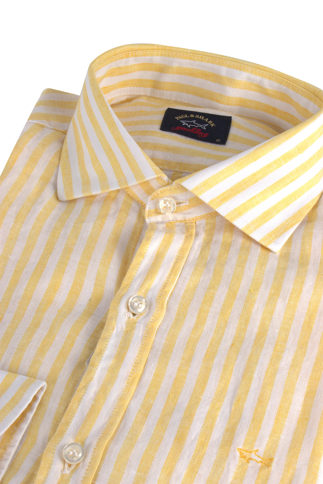 Paul & Shark Linen Stripe LS Shirt Yellow