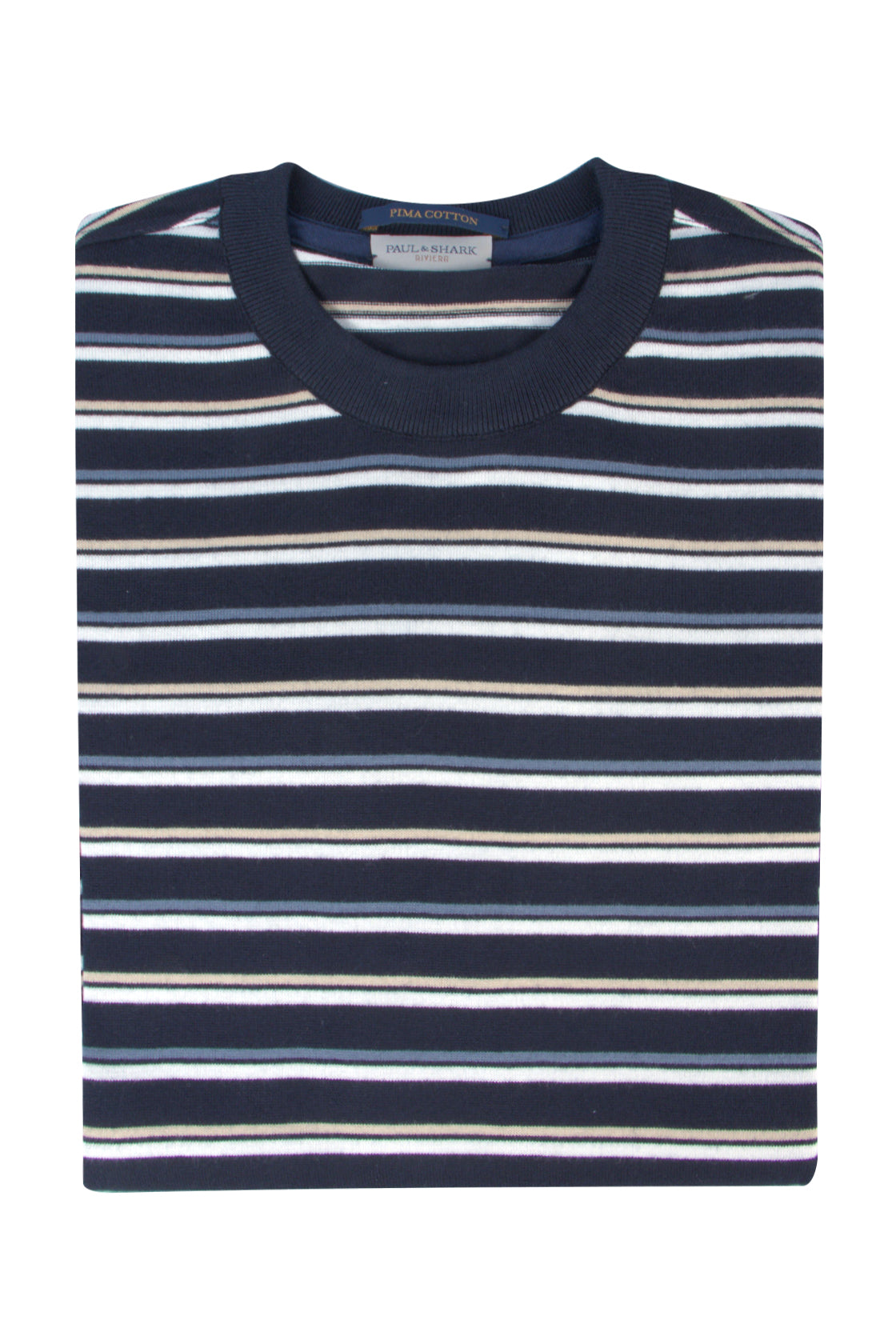 Paul & Shark Pima Cotton Riviera LS Crew Neck Stripe