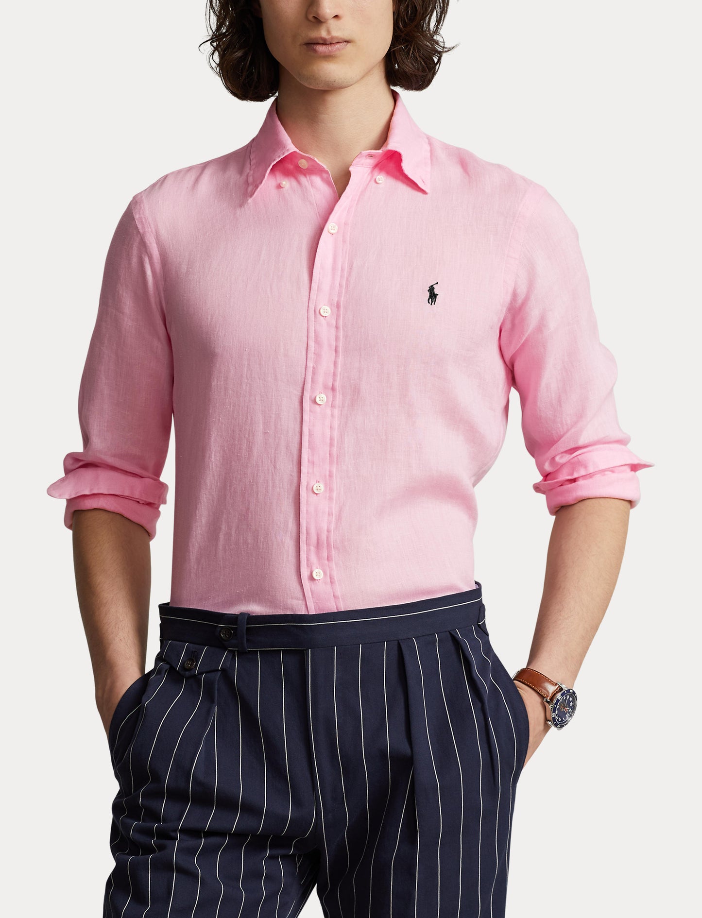 Polo Ralph Lauren Custom Fit Linen Shirt Carmel Pink