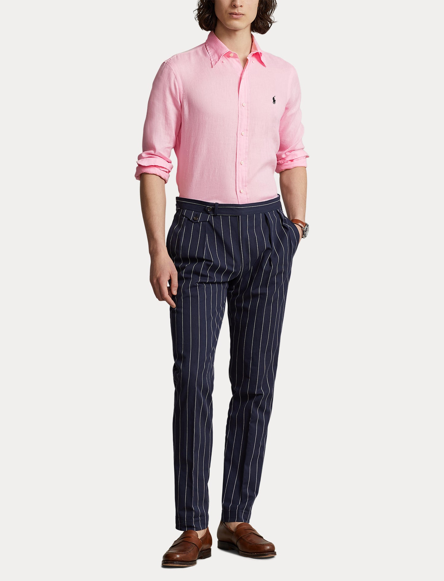 Polo Ralph Lauren Custom Fit Linen Shirt Carmel Pink