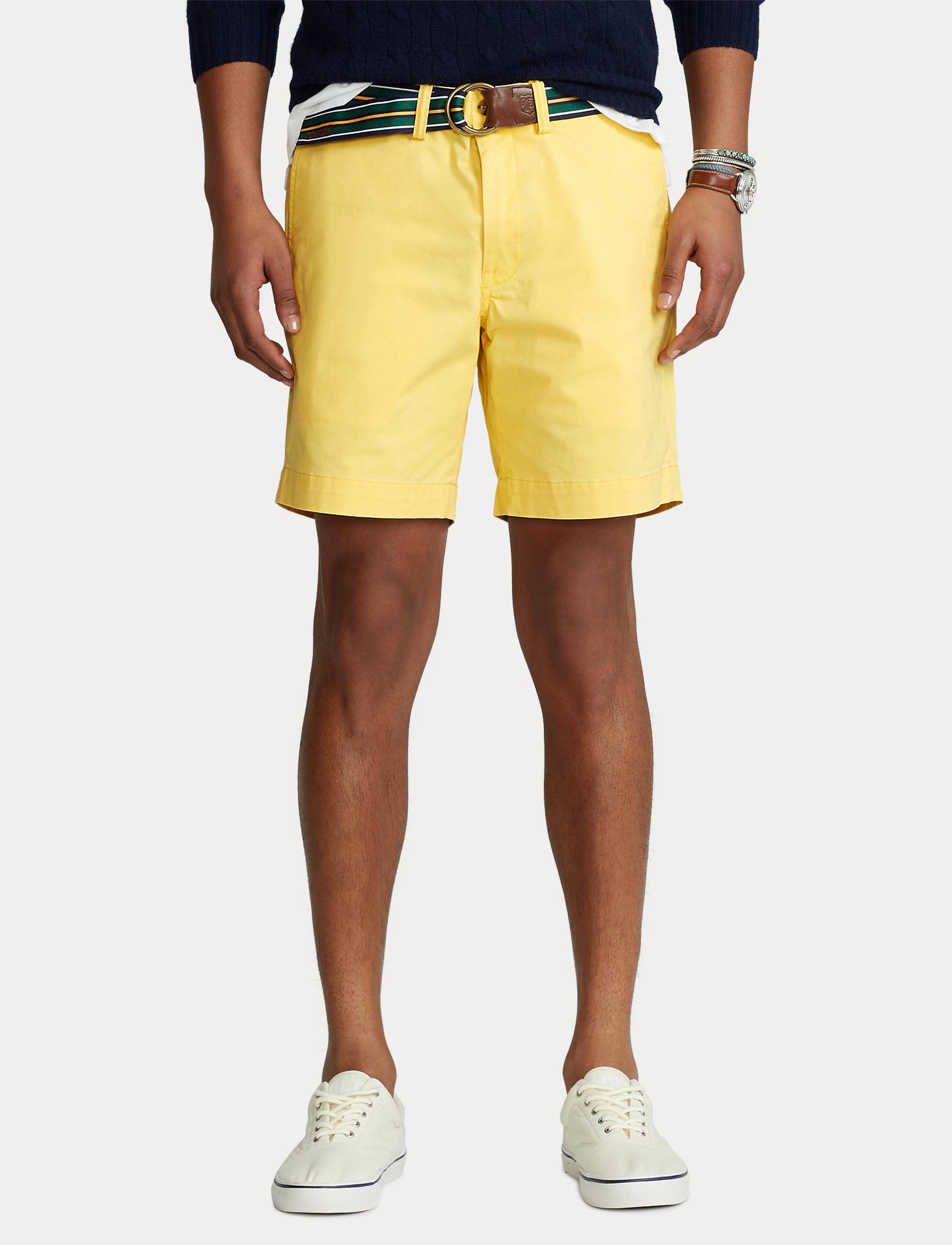 Mens yellow shop polo shorts