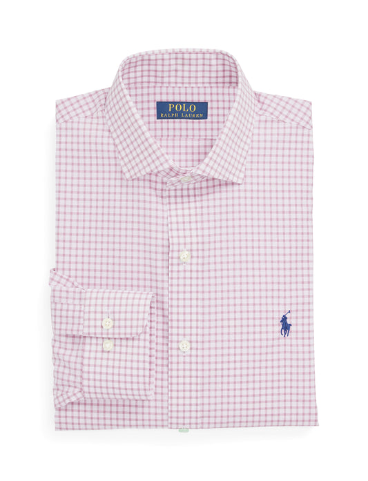 Polo Ralph Lauren Slim Fit Checked Poplin Shirt Pink/White