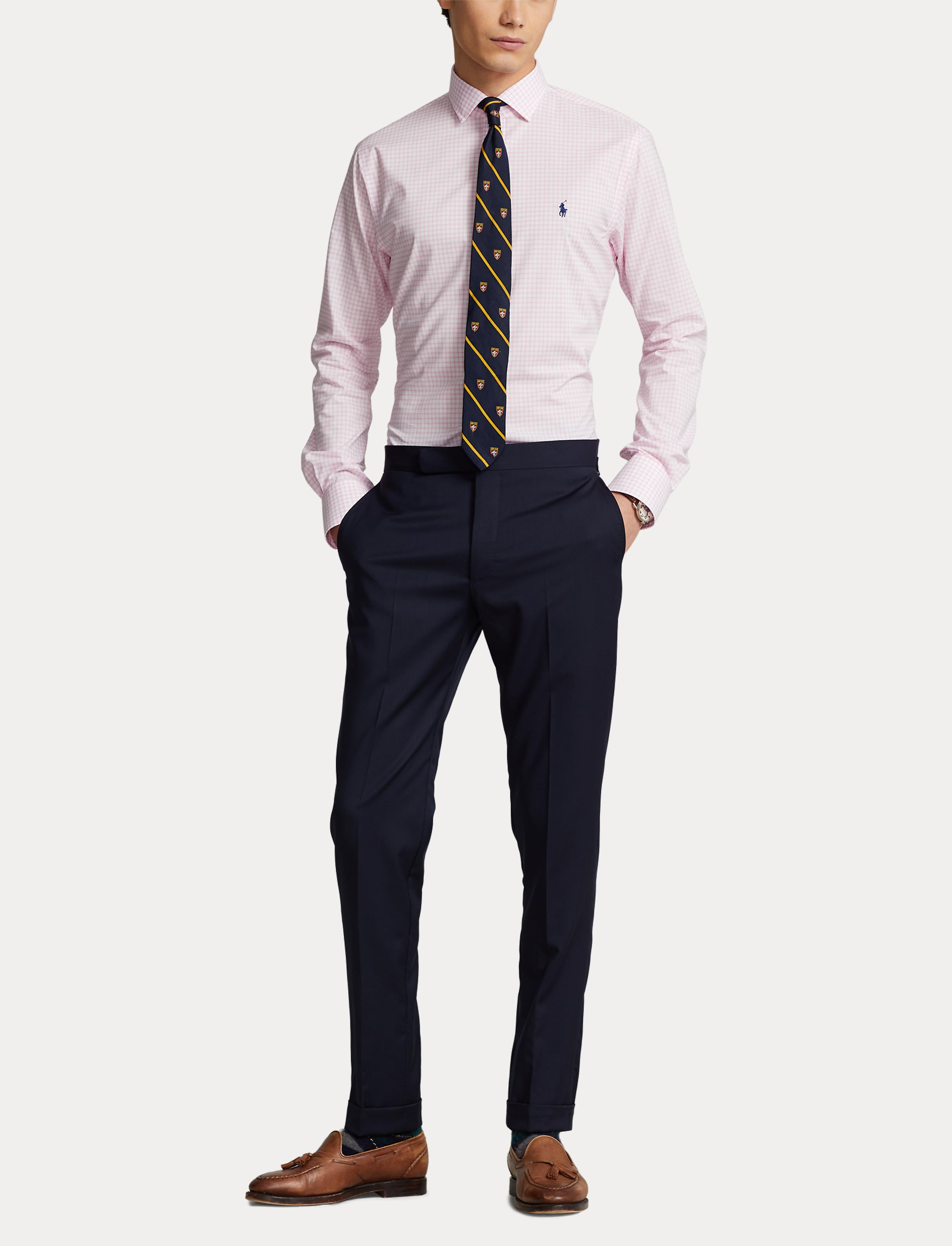 Polo Ralph Lauren Slim Fit Checked Poplin Shirt Pink/White