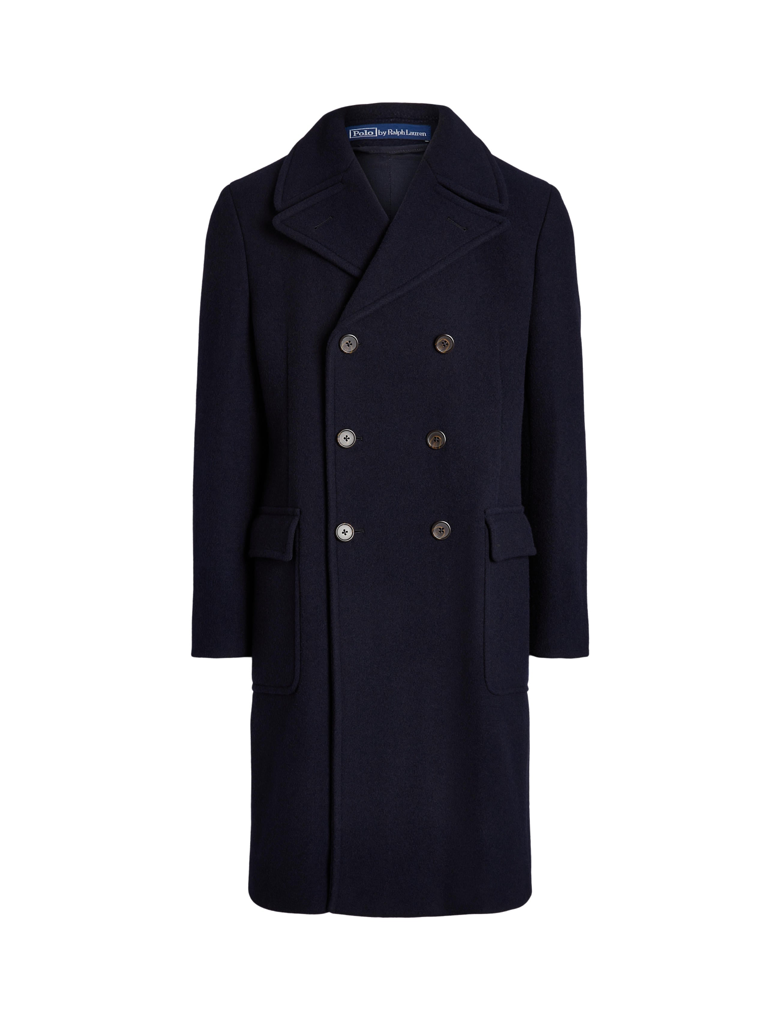 NWT deals Lauren Ralph Lauren Navy Blue Wool Blend Longline Coat Minimalist Sz M