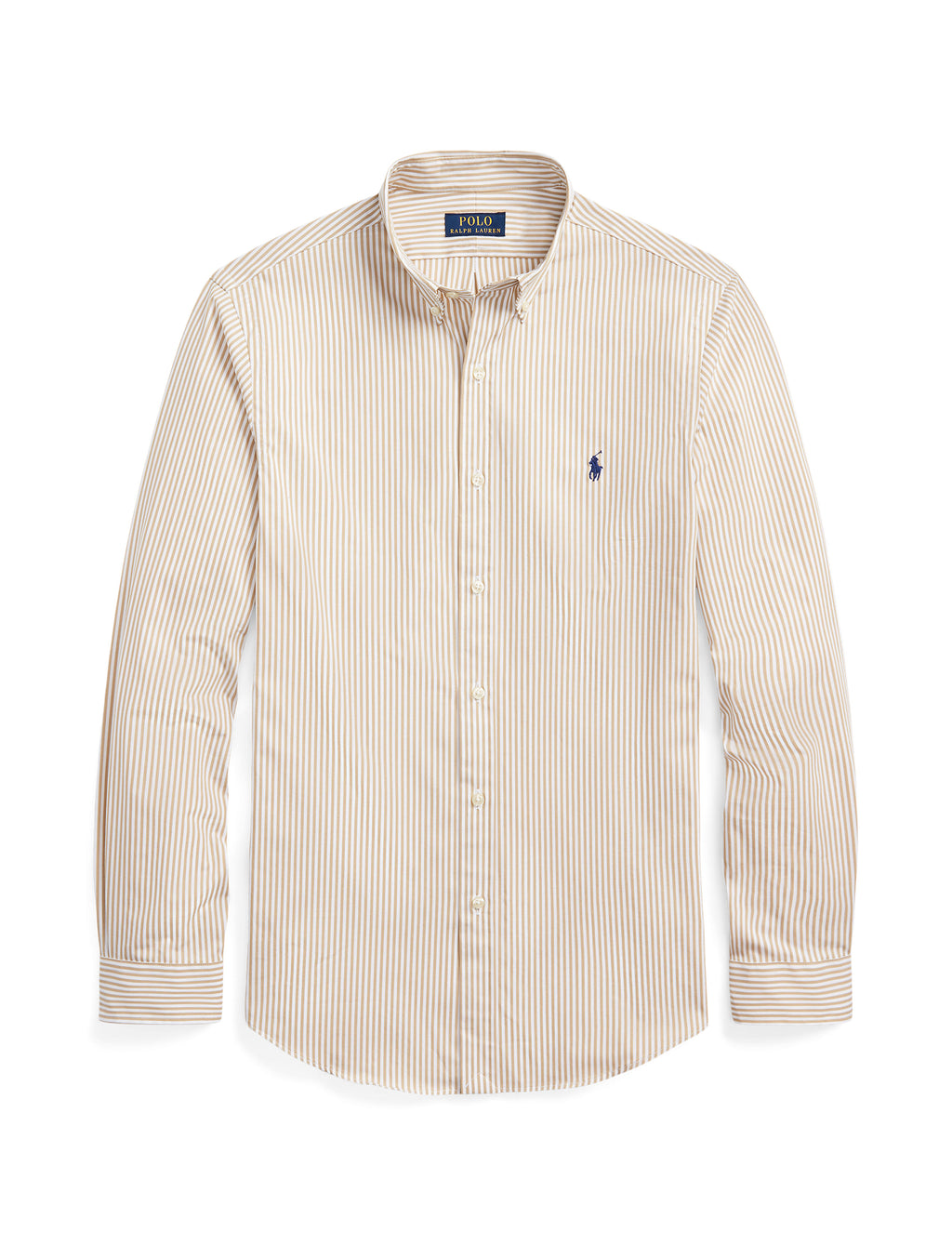 Polo Ralph Lauren Stripe Poplin Sport Shirt Vintage Khaki/White