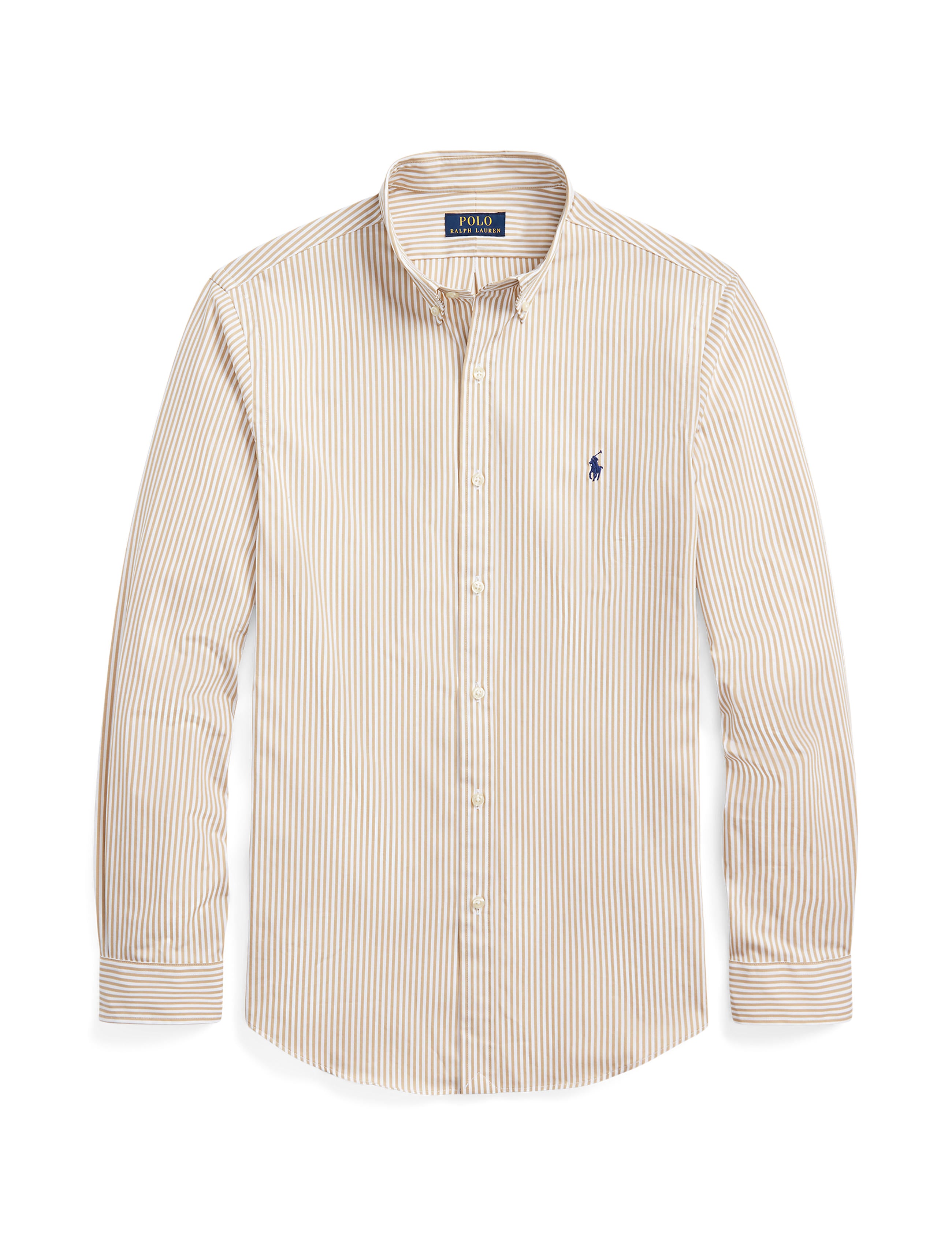 Polo Ralph Lauren Stripe Poplin Sport Shirt Vintage Khaki/White