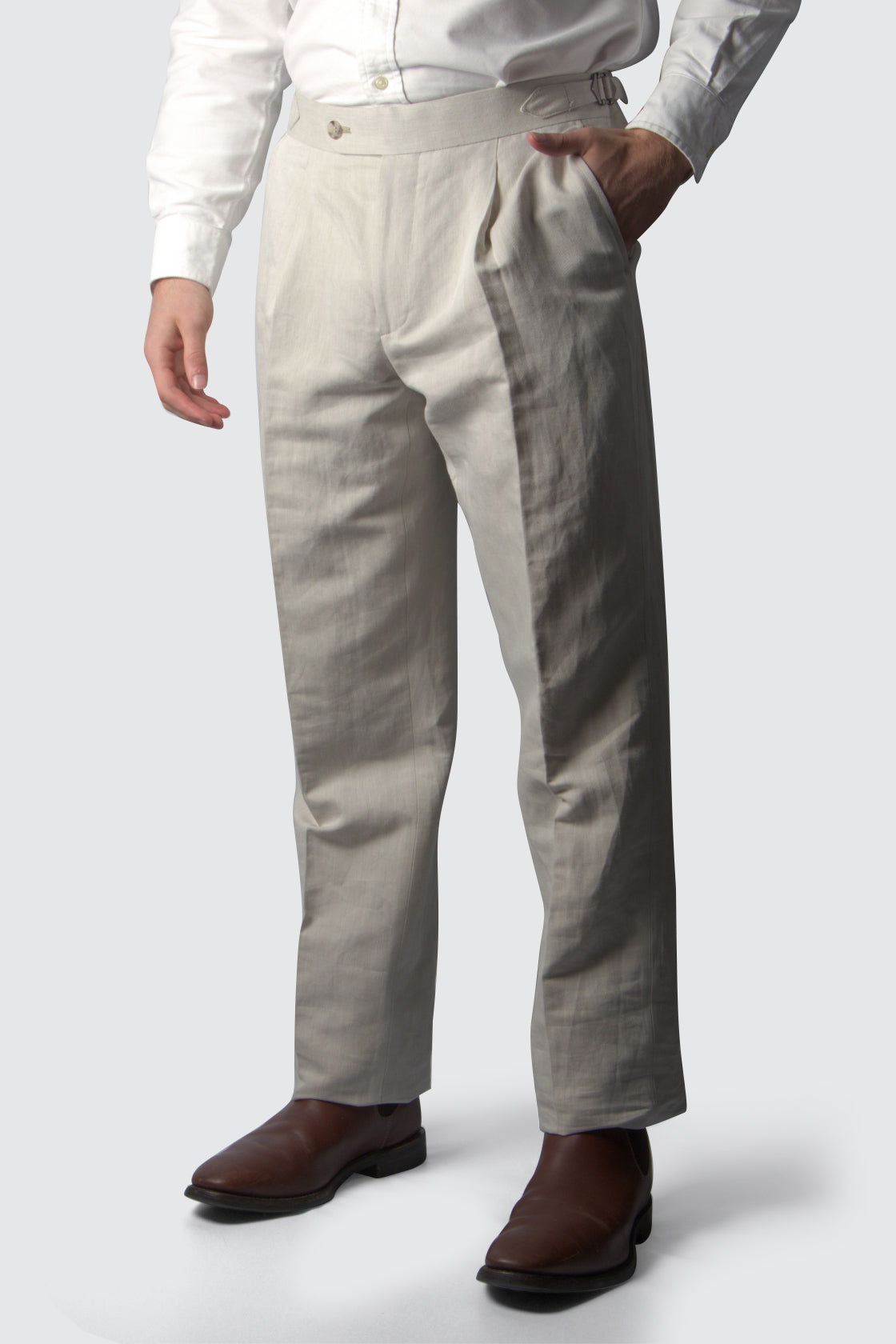 Rembrandt Evans Linen Cotton Trouser Beige