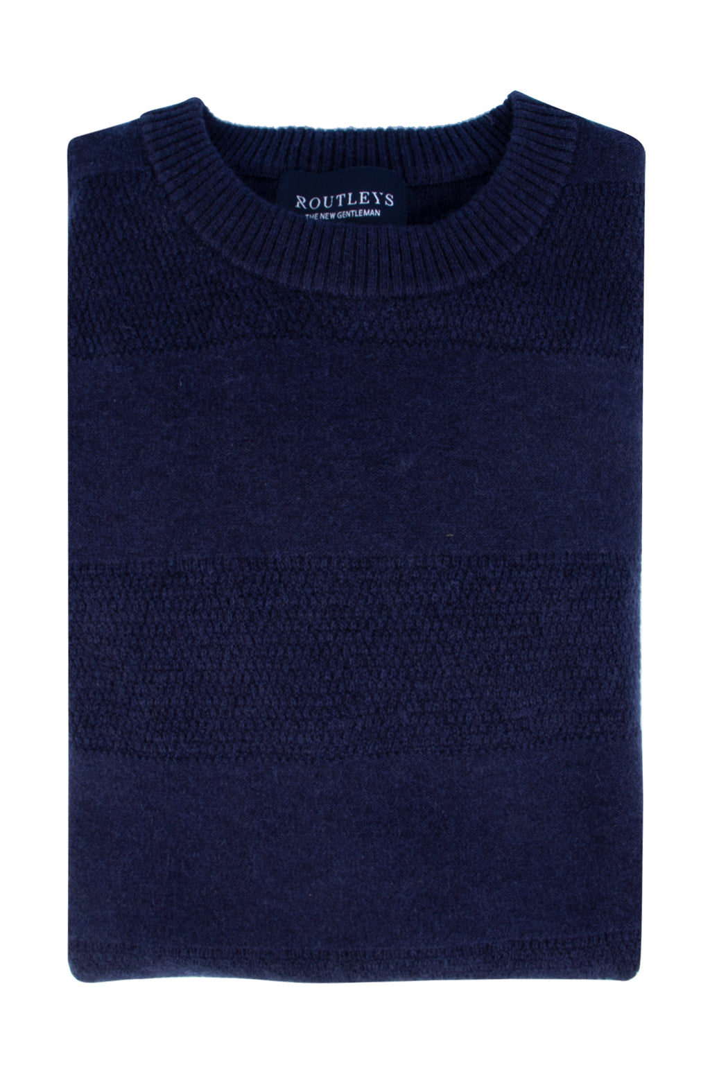 Routleys Wool/Cash Fisherman Rib Pullover Navy