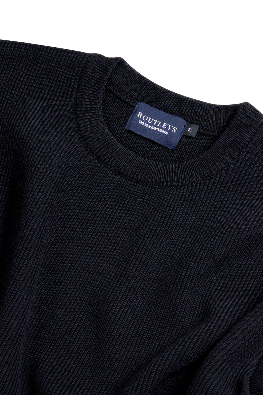 Routleys Fishermans Rib Crew Sweater Black
