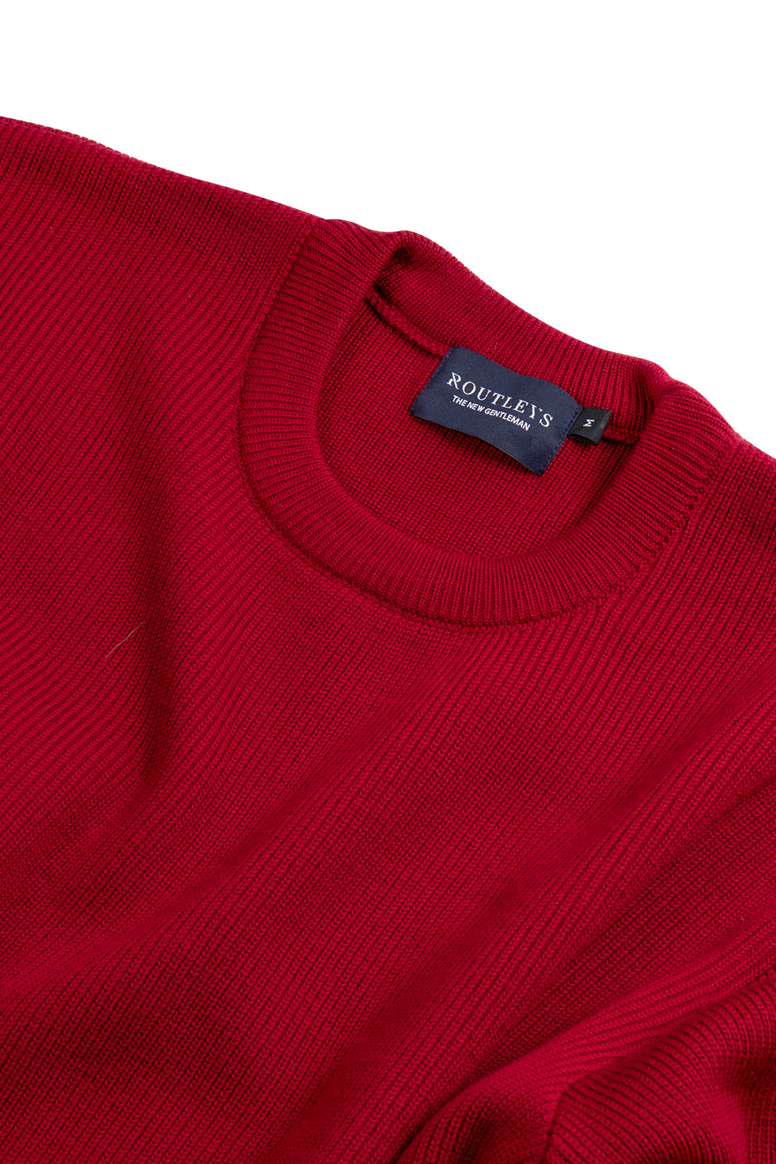 Routleys Fishermans Rib Crew Sweater Red