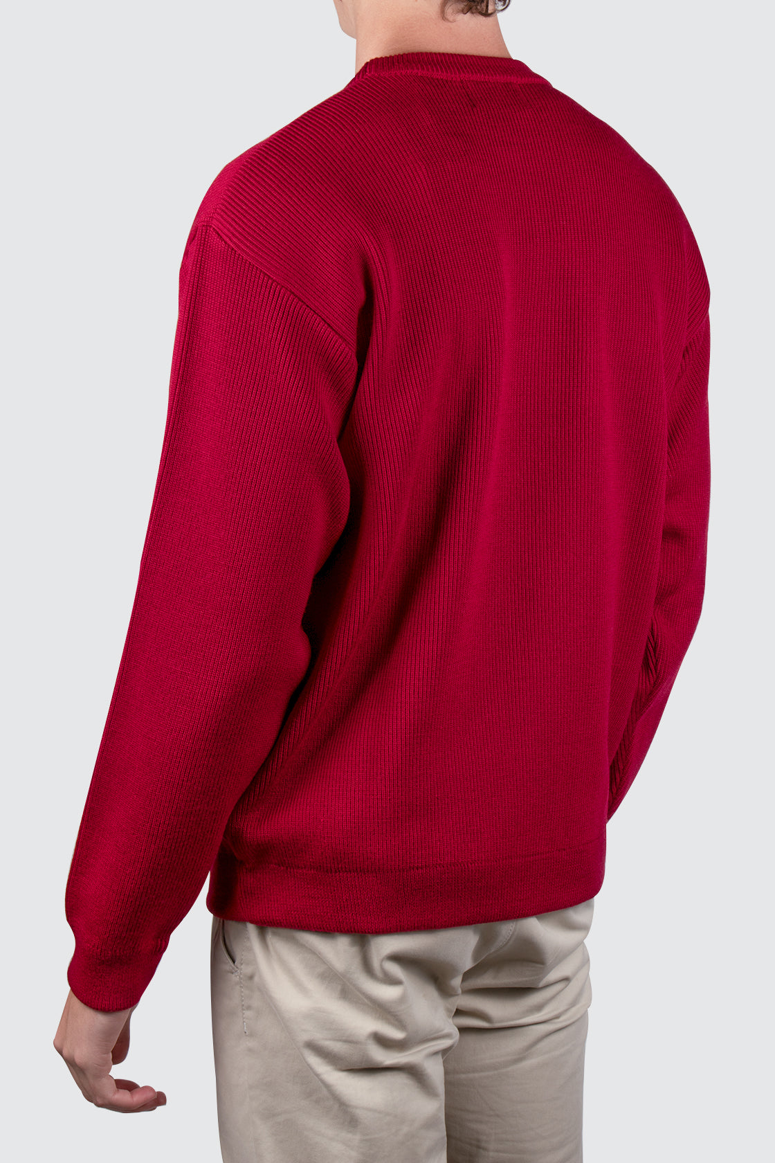 Routleys Fishermans Rib Crew Sweater Red