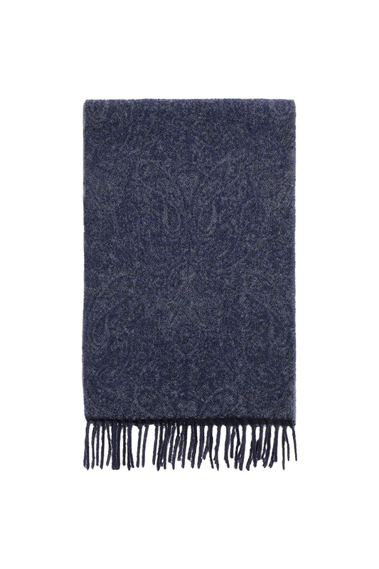NN.07 9014 Wool Scarf Two Navy Print
