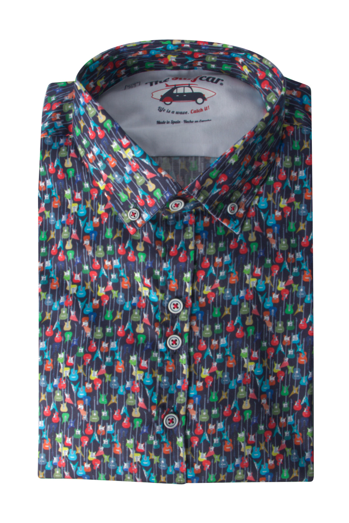 The Surf Car S.Lisbo Guitars Print LS Shirt Navy