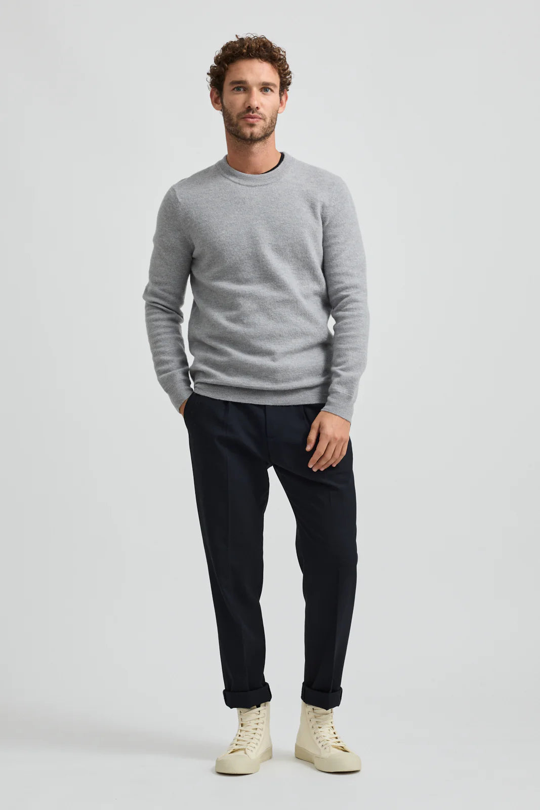 Toorallie Boiled Knit Crew Mid Grey