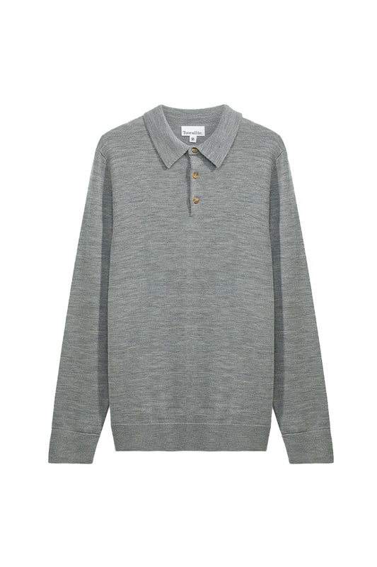 Toorallie Fine Knit Polo Mid Grey