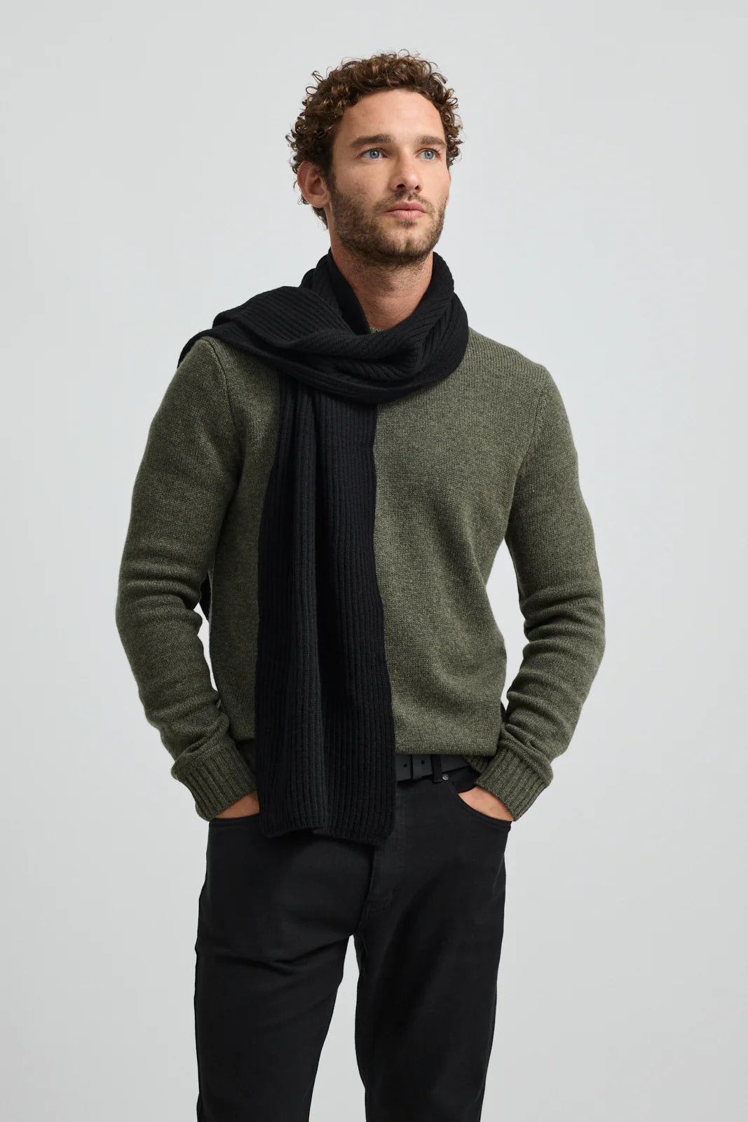 Black Ribbed Scarf Toorallie Heavy Gauge Rib Scarf Black – routleys.com.au