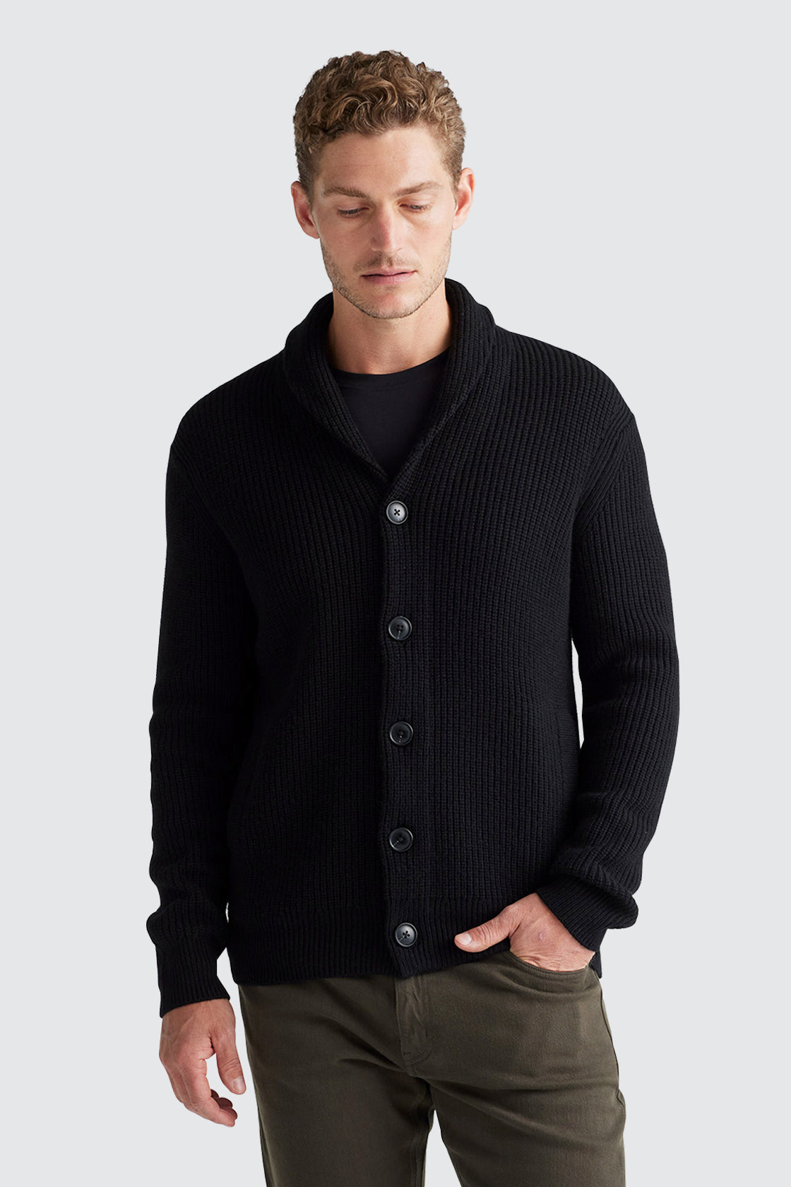 Black shawl collar cardigan sale