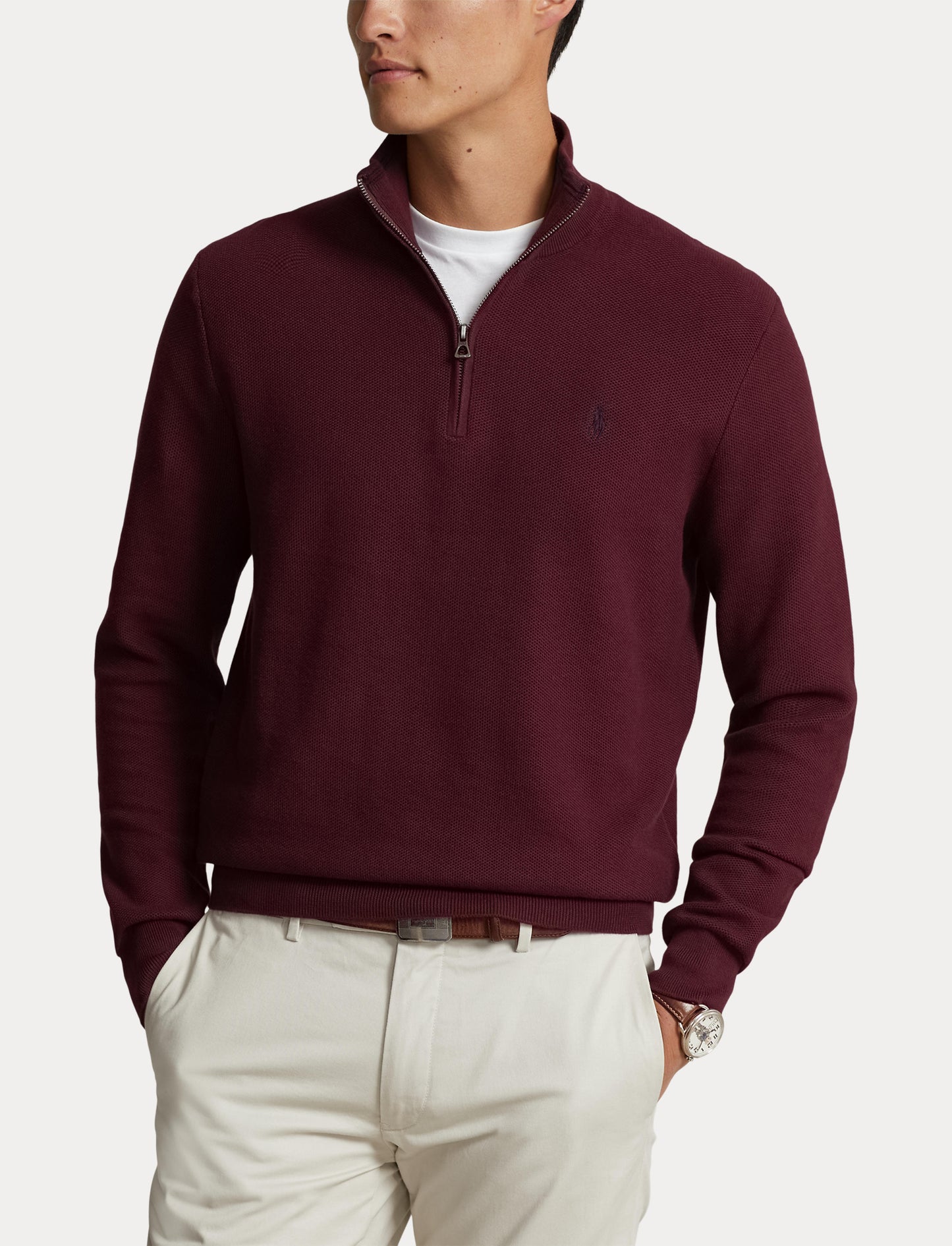 Polo Ralph Lauren Cotton 1/4 Zip Sweat Rich Ruby