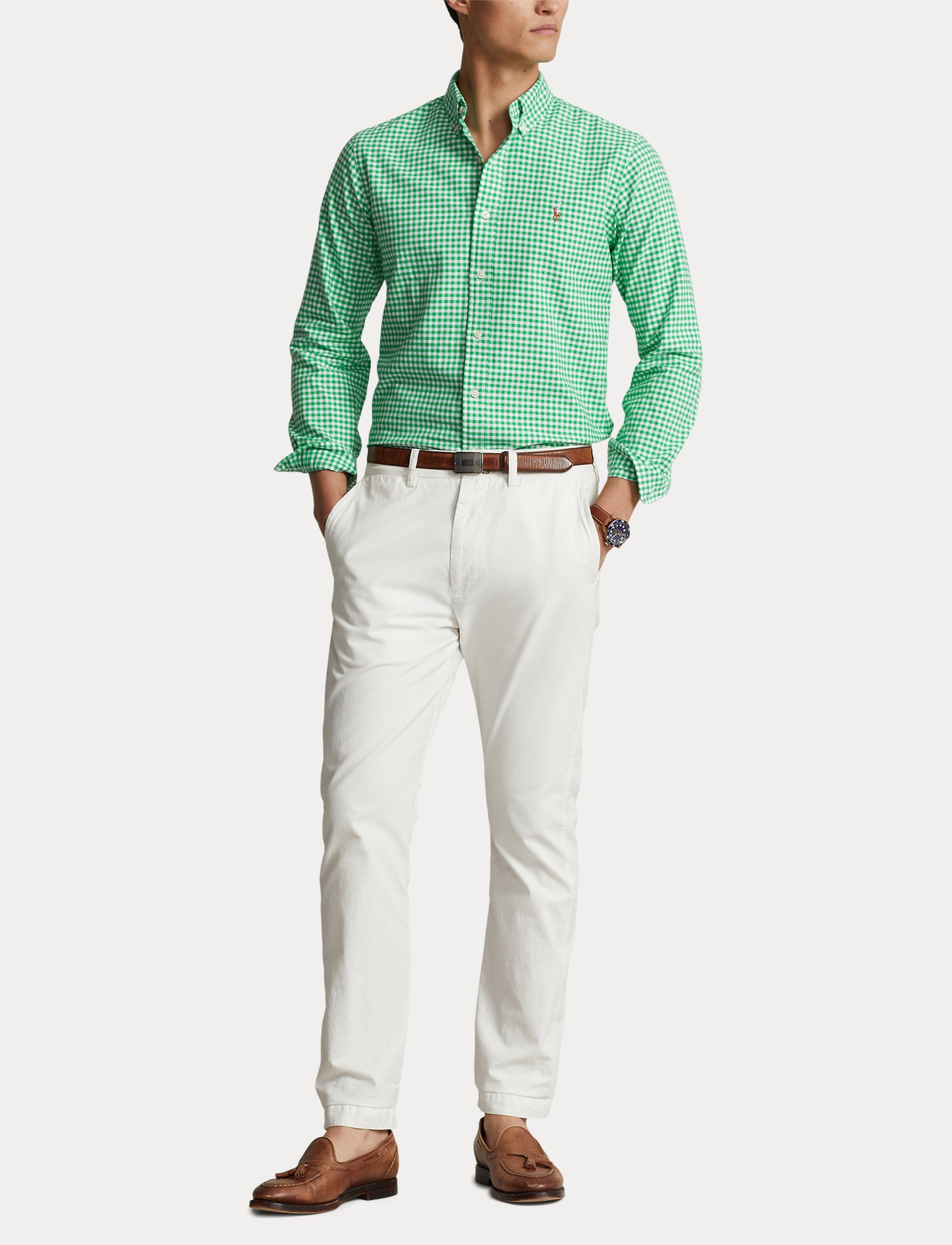 Polo Ralph Lauren Custom Fit Gingham Oxford Shirt Emerald/Wht