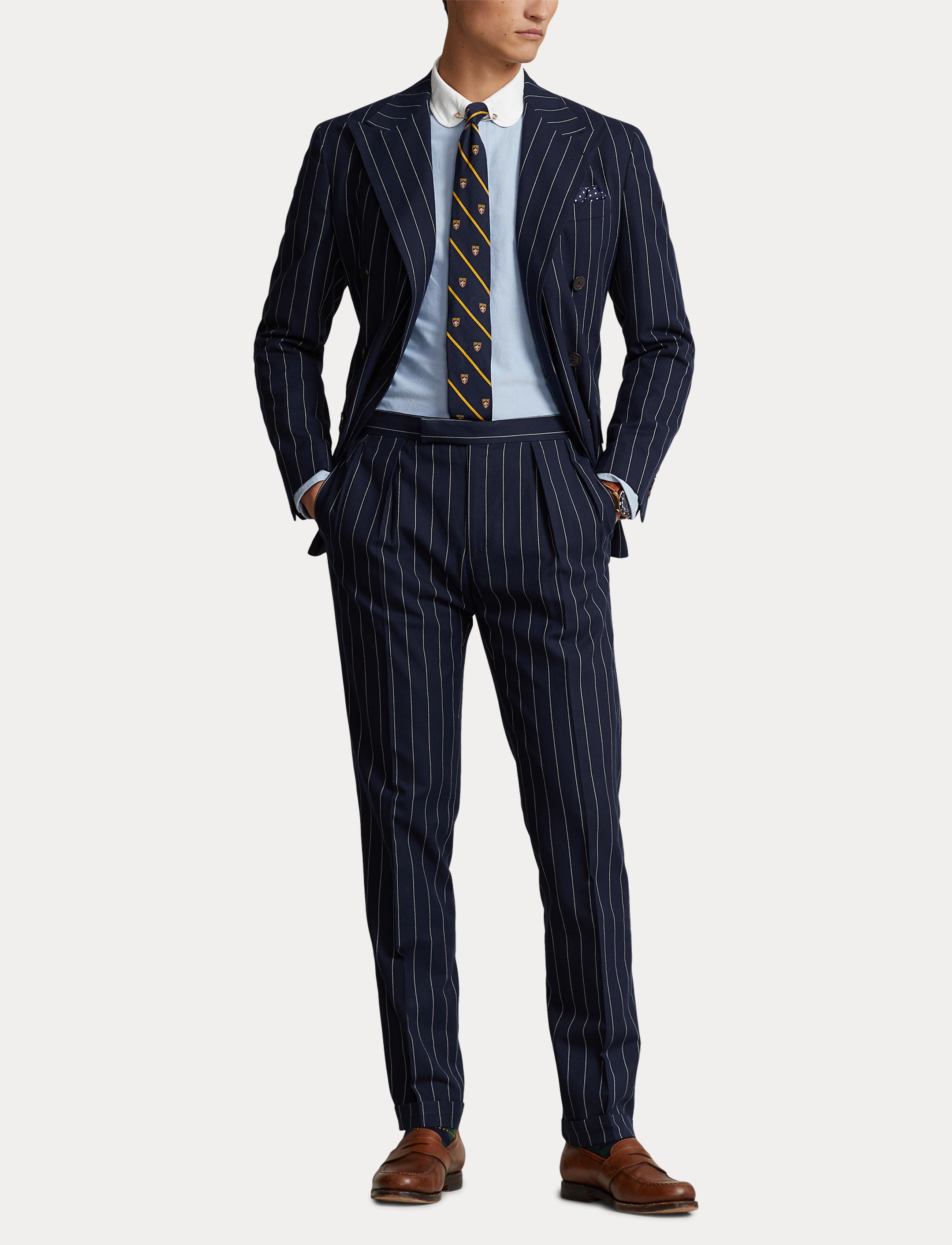 Polo Ralph Lauren Pleated Pinstripe Trouser Navy Cream