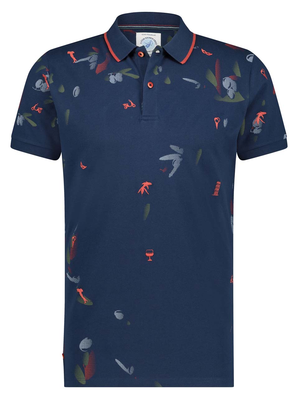 A Fish Named Fred Leaf Polo Navy