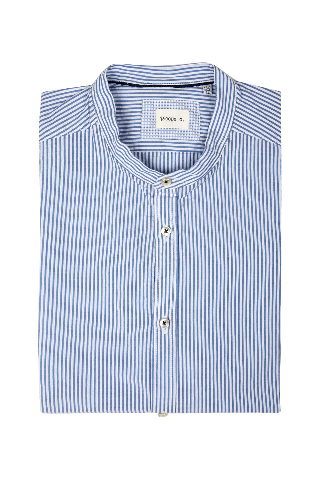 Jacopo C. Blue Mandarin Collar Shirt