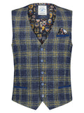 A Fish Named Fred Check Waistcoat Yellow/Blue