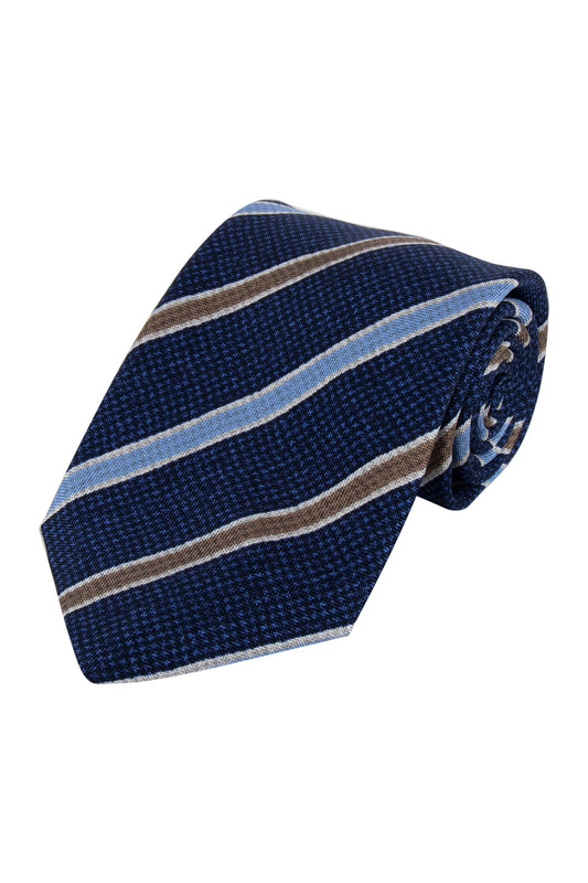 Abelard Silk Tie Navy Dual Stripe
