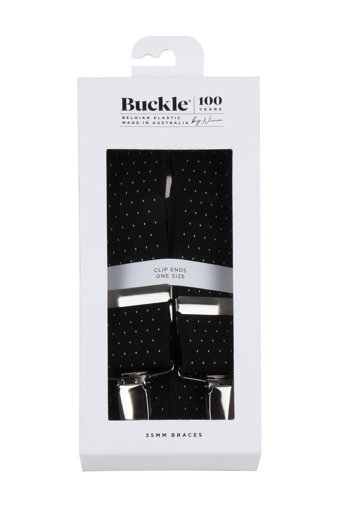 Buckle X Back Fancy Braces Black Dot