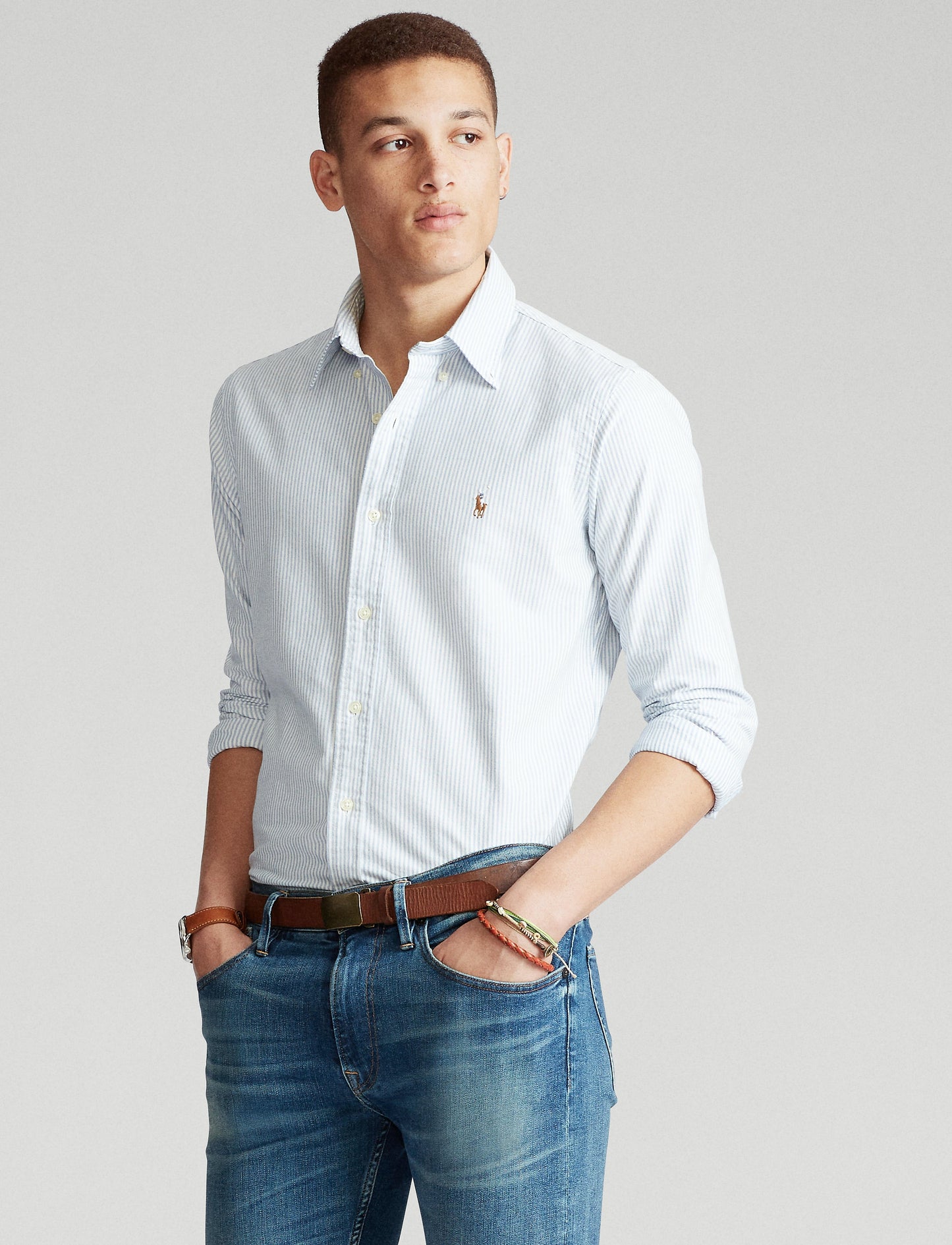 Polo Ralph Lauren Custom Fit Oxford Shirt Blue Stripe