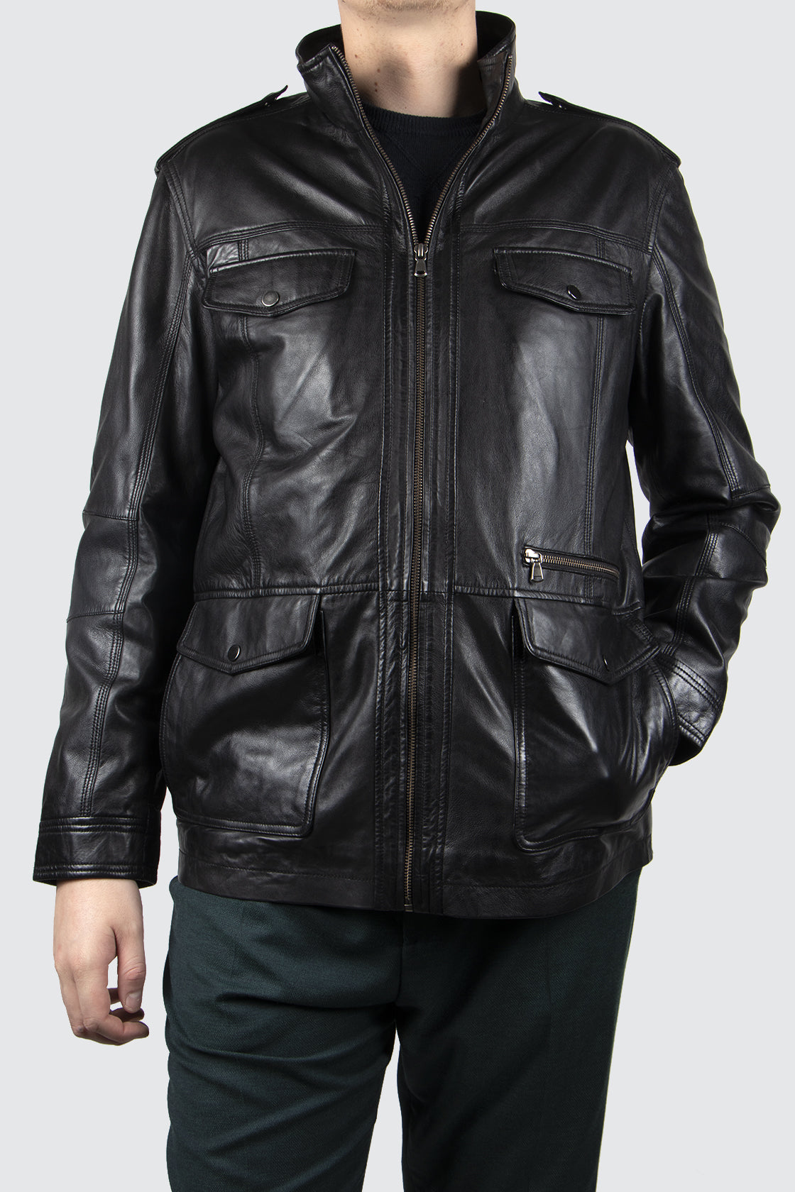 Daniel Hechter Field Leather Jacket  Black