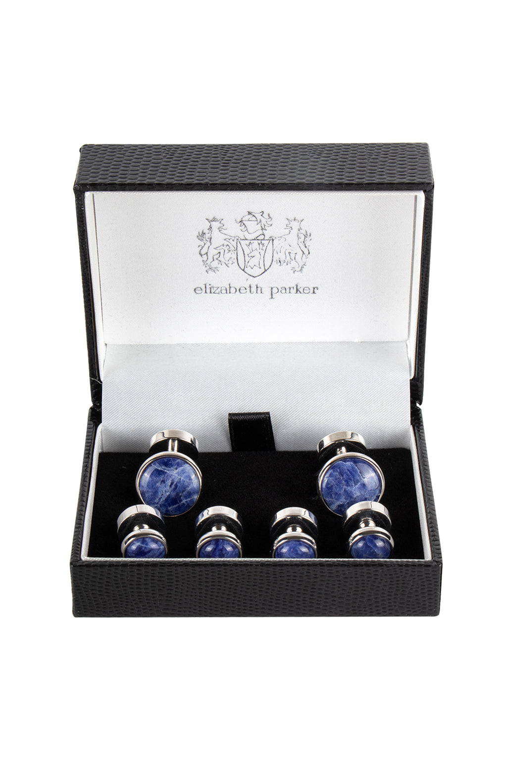 Elizabeth Parker Blue Aven/Silver Cufflink & Lapel Set 2908SET