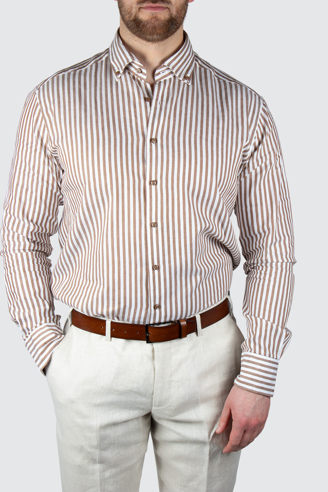 Eterna Business Shirt Brown Stripe