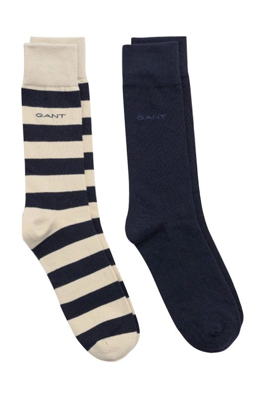 Gant Barstripe & Solid Socks 2Pk Desert Beige